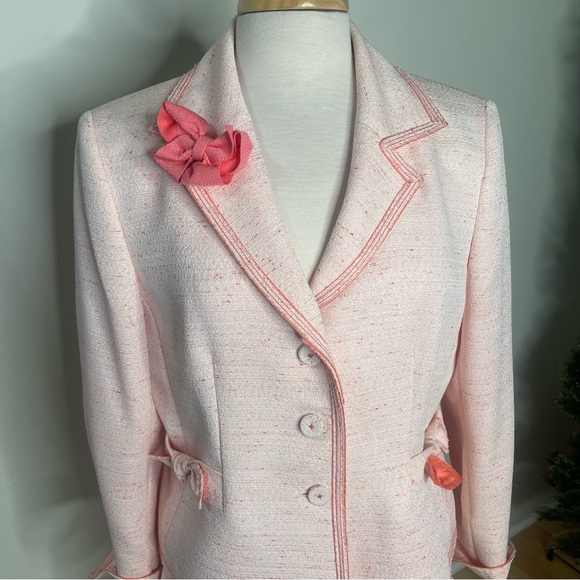 Sweet 60s Vintage Vibes Coral & Cream Spring / Easter NIPON Skirt Suit 14 Petite - Picture 10 of 14